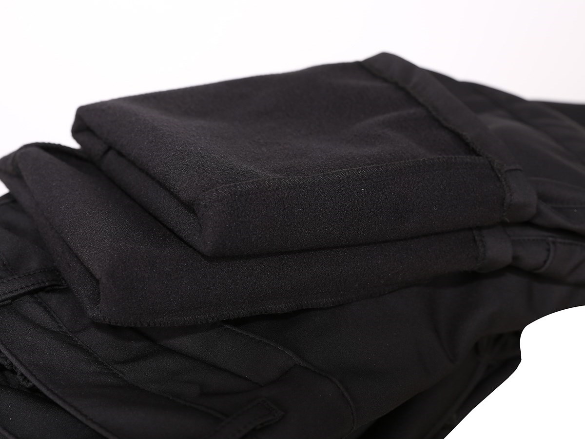 Siyah reflektörlü softshell iş pantolonu iç polar yüzey detayı